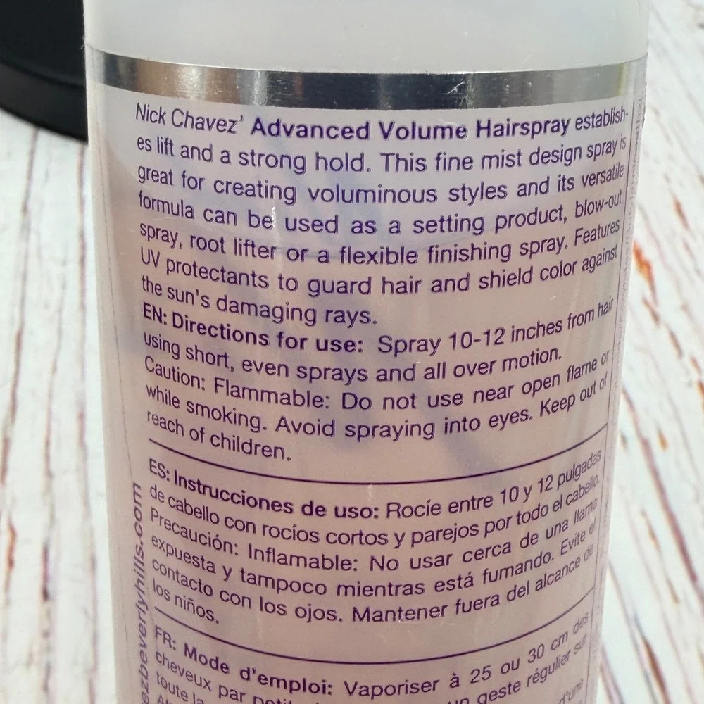 Nick Chavez Beverly Hills Advanced Volume Hairspray Strong Hold 8oz UV Protect